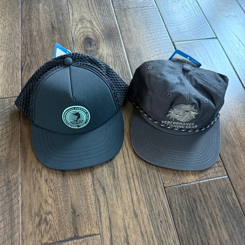 Columbia PFG Hat Bundle 2pk Black Mesh Snapback & Grey Rope Trucker Hat NWT‎ O/S